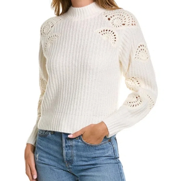 NWT Vince Shell crochet wool & Alpaca blend Ivory women's Sweater